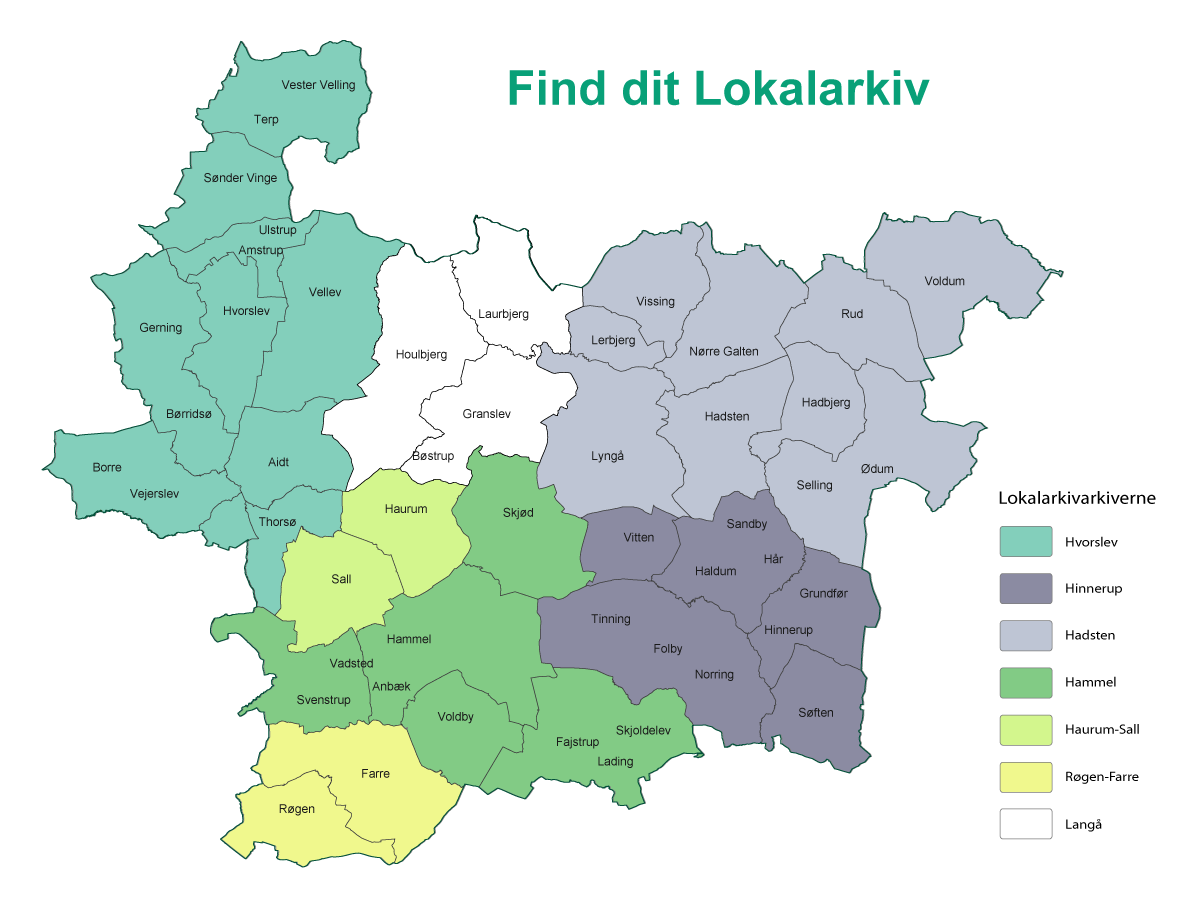 Kort over Favrskov Kommune. Find dit lokalarkiv i Favrskov.